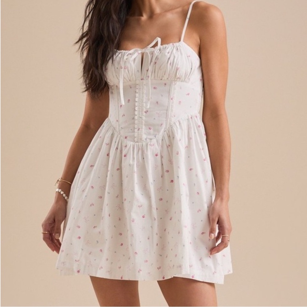 Altar'd State Floral White and Pink Mini Dress size Small